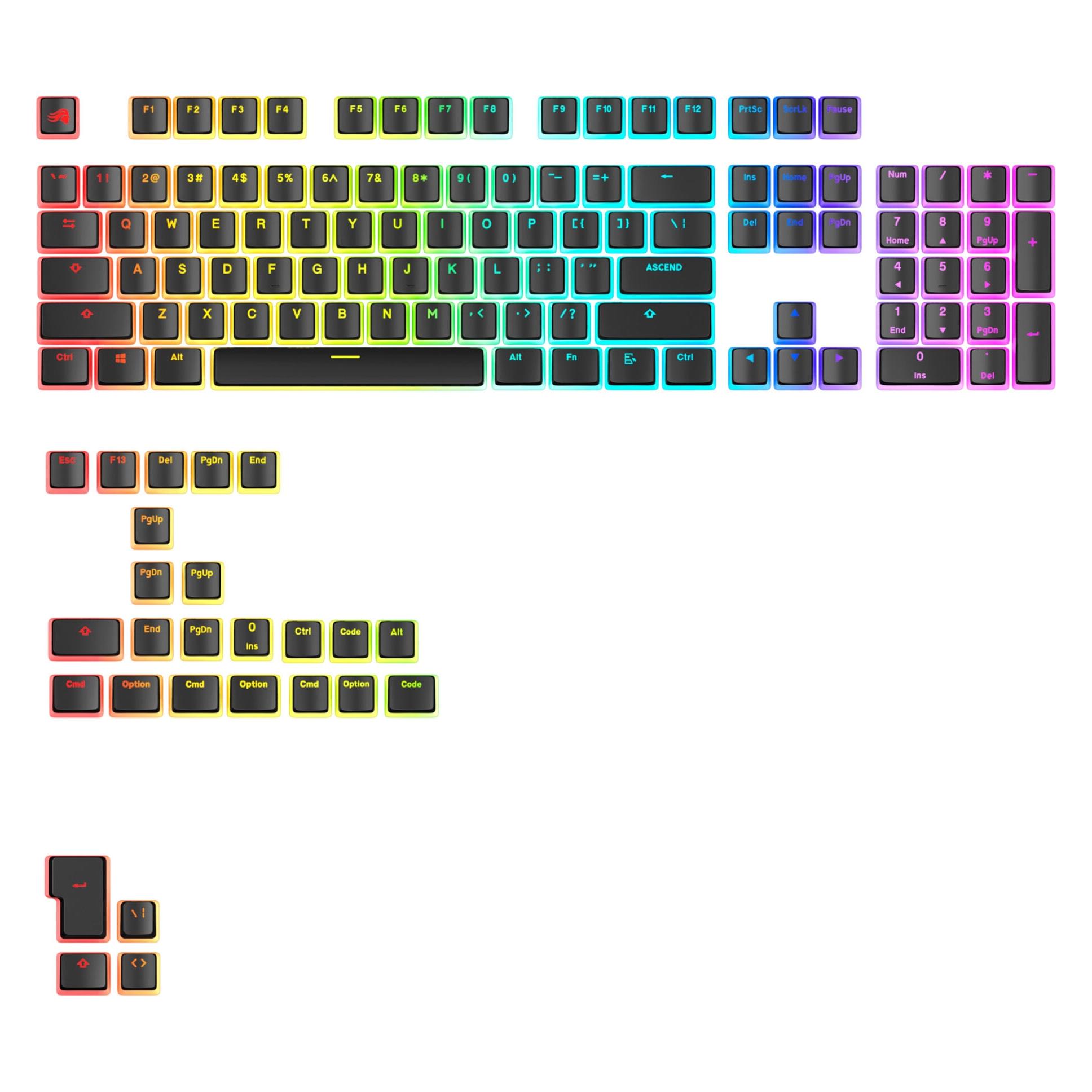 Glorious Aura V3 Keycaps, ANSI Layout (US), PBT, Doubleshot - Schwarz (GLO-KB-ACC-KC-GPBT-AURA-BLK-US)