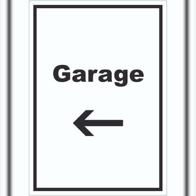 HB-Druck Garage Aufkleber mit Text und Richtungspfeil links Auto Stellplatz hochkant A1 (594x841mm)
