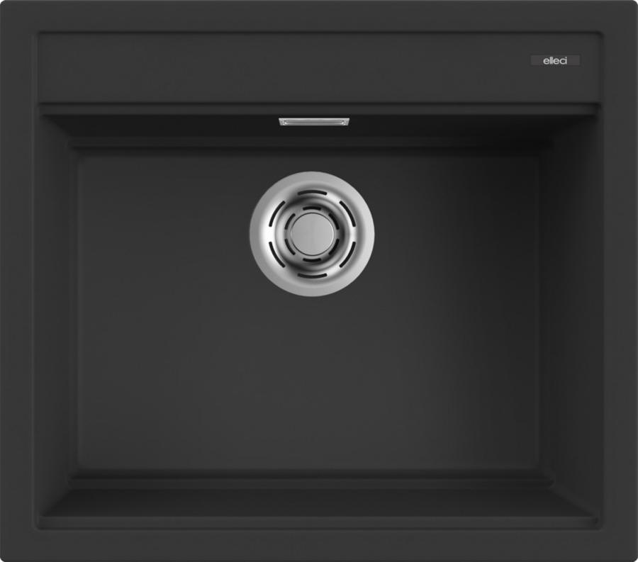 Elleci BEST 105, Aufsatzwanne, Rechteckig, Granitek, Schwarz, 1 Becken, Rechteckig