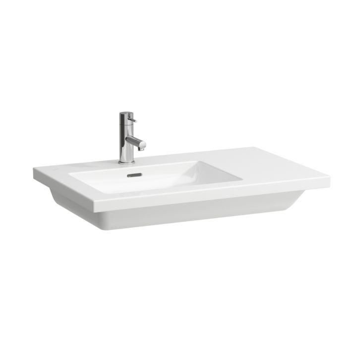 LAUFEN Living Square Waschtisch H8174380001091 75x48cm, ohne Hahnloch mit Überlauf, Ablage rechts