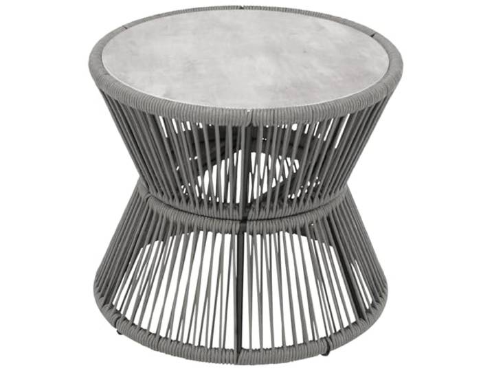 DEGAMO Beistelltisch Kaffeetisch Ancona 45cm rund, 56cm rund, Metall + Rope grau, Glas grau in Keramikoptik, Outdoor