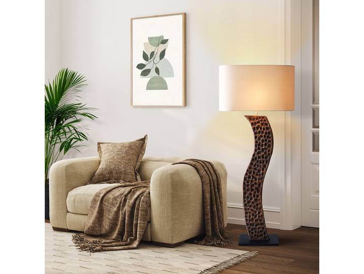 Lampadaire Miryemah - Type B 40 x 171 x 20cm Beige/Marron Lin E27