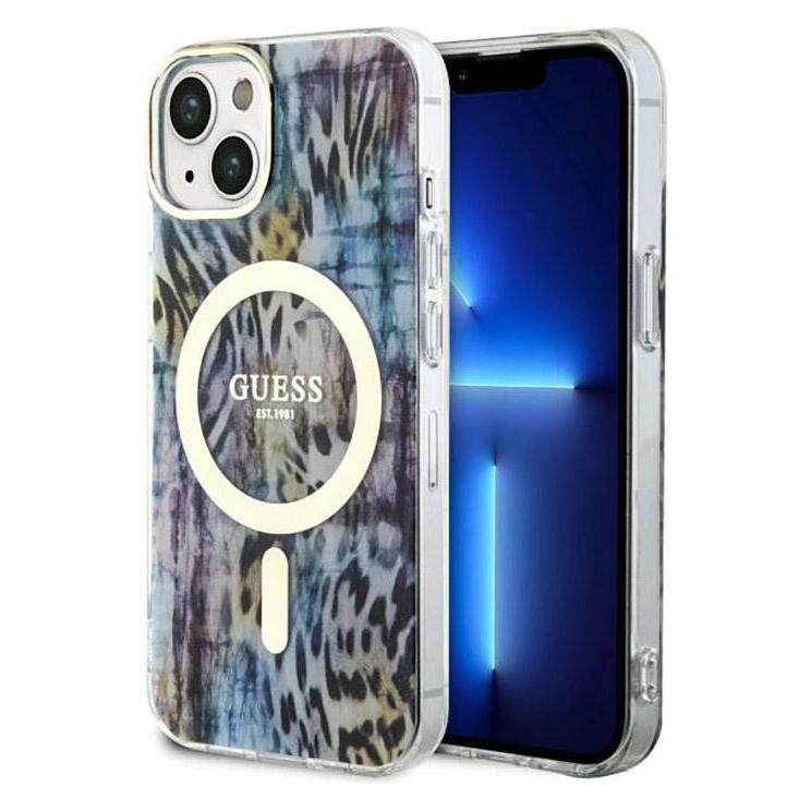Guess GUHMP14SHLEOPWB iPhone 14 6.1" niebieski/blue hardcase Leopard MagSafe (Apple iPhone 14) (GUE002771-0)