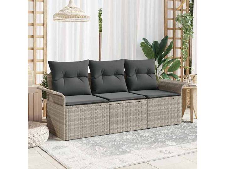 Salon de Jardin en Résine Tressée Gris 3 Places - Ensemble Canapé Modulaire pour Terrasse Balcon et Extérieur