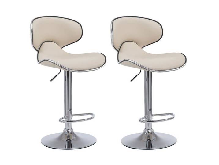 Lot de 2 tabourets de bar Las Vegas V2 similicuir Crème-Chrome