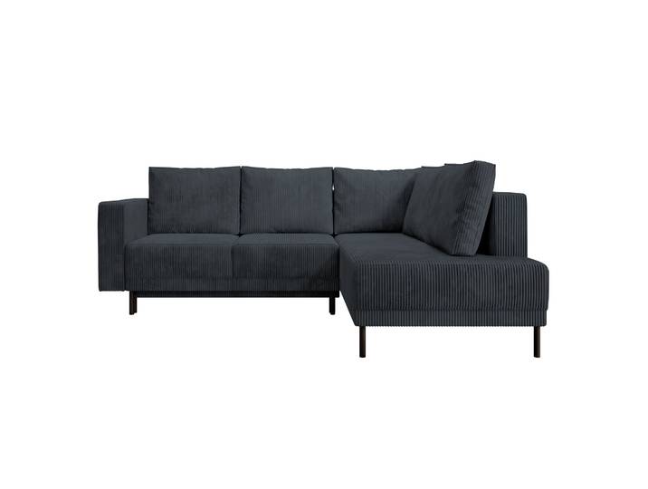 Ecksofa Rodario mit Schlafunktion und Bettkasten, dunkelgrauer