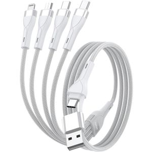 4smarts Ladekabel Multi 4in2, weiß, 1,2m, USB-C auf USB-A & USB-C & Micro-USB & Lightning