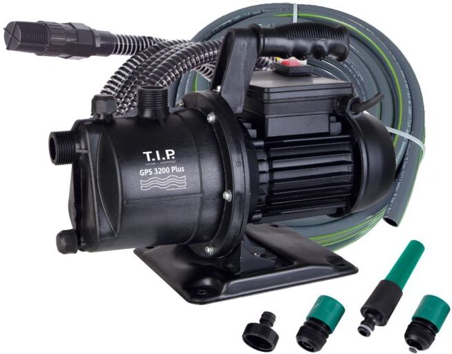 T.I.P. GPS 3200 Plus Gartenpumpe mit Bewässerungsset 30172, 3.200 l/h,  42 m Förderhöhe, inkl. 20 m Schlauch, Saugschlauch