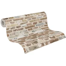 AS Creation Vliestapete Stein-Optik 10,05 m x 0,53 m - Braun, Beige, Grau - Tapete leicht strukturiert
