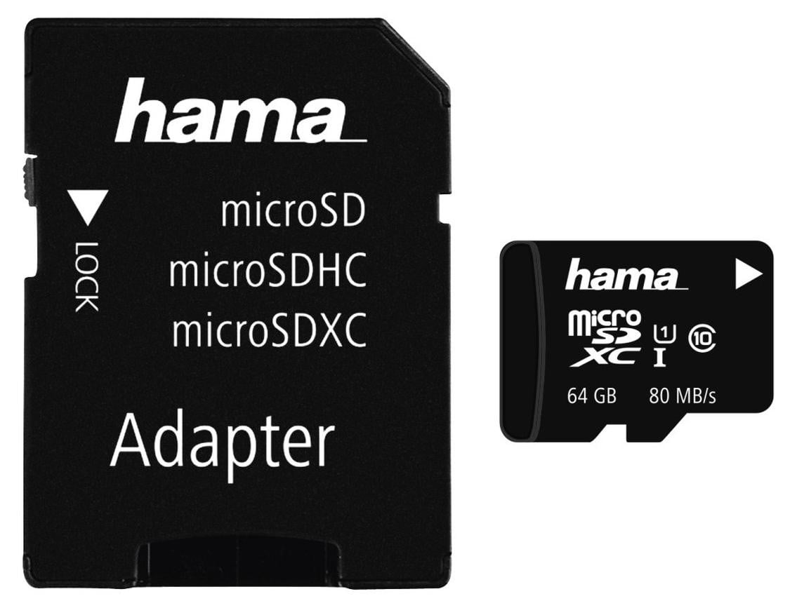 Hama microSDXC 64GB MicroSDXC kaart Klasse 10 UHS-I 80 MB/s Zwart