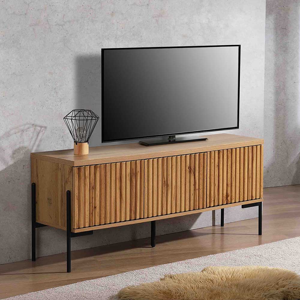 Pharao24.de TV Board Lowboard mit Türen in Eichefarben