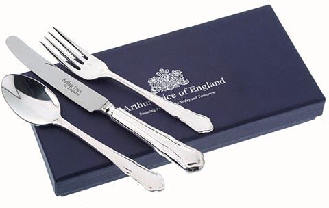 Arthur Price of England Dubarry Silver Plated Design Childrens 3 Piece Cutlery Box Set
