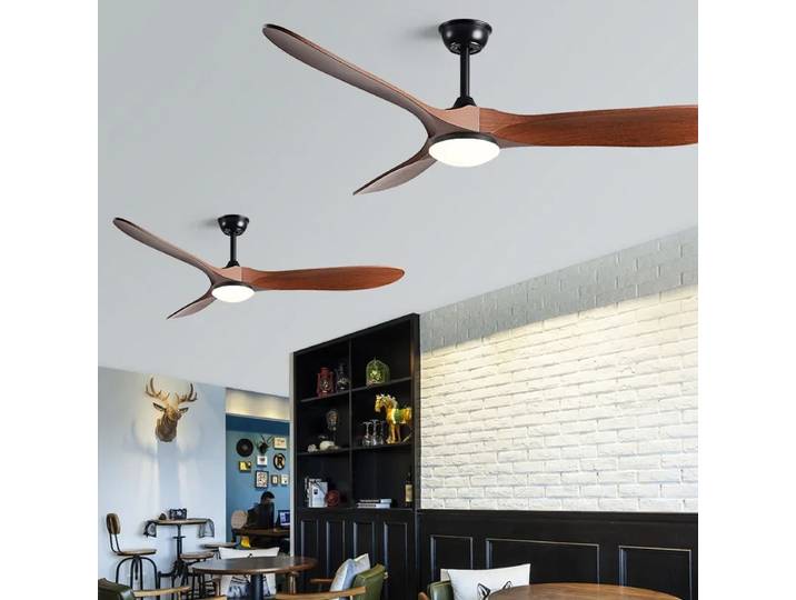 Ventilateur de Plafond Industriel en Bois, Vintage, Sans Lumière, Télécommande, Souffleur Décoratif, Rétro, Grand, 52, 60, 70 Pouces