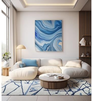 EXQUISITE RUGS Mystic Hand-tufted New Zealand Wool Navy Area Rug.