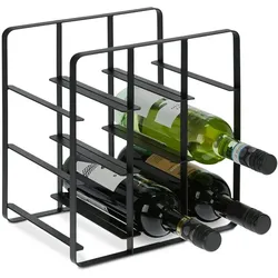 Relaxdays Metall Weinregal für 9 Flaschen Schwarz