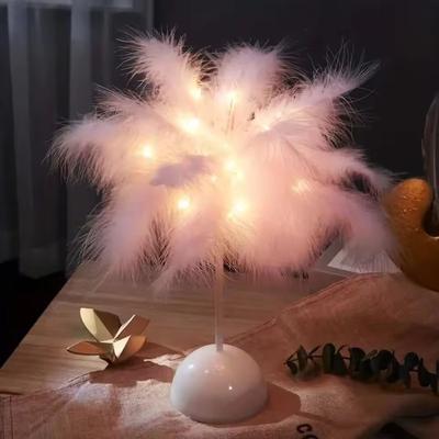 Inspired Living FeatherGlow Portable LED Table Lamp Battery Powered Ambient Night Light pink