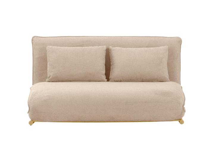 Mid.you Sofa Velin, Creme, Nussbaum, Metall, 2-Sitzer, Füllung: Polyester, 140x97x80 cm, Liegefunktion, Wohnzimmer, Sofas & Couches, Sofas