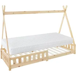 KINDERBETT Tipi mit Matratze 90x200 cm Natur