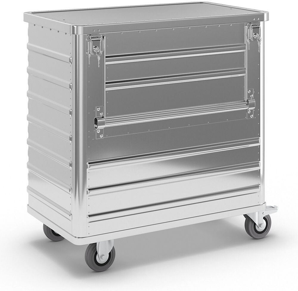 Alu-Kastenwagen, abklappbare Seitenwand, mit Deckel, abschließbar, Volumen 355 l Gmöhling