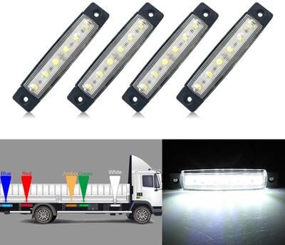 Inspired Deals LED Side Marker Trailer Lights 4 Pack 6 SMD Waterproof Clearance Lamps For Trucks & Trailers white