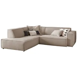 KAWOLA Sofa SAMU Ecksofa Cord taupe Recamiere links