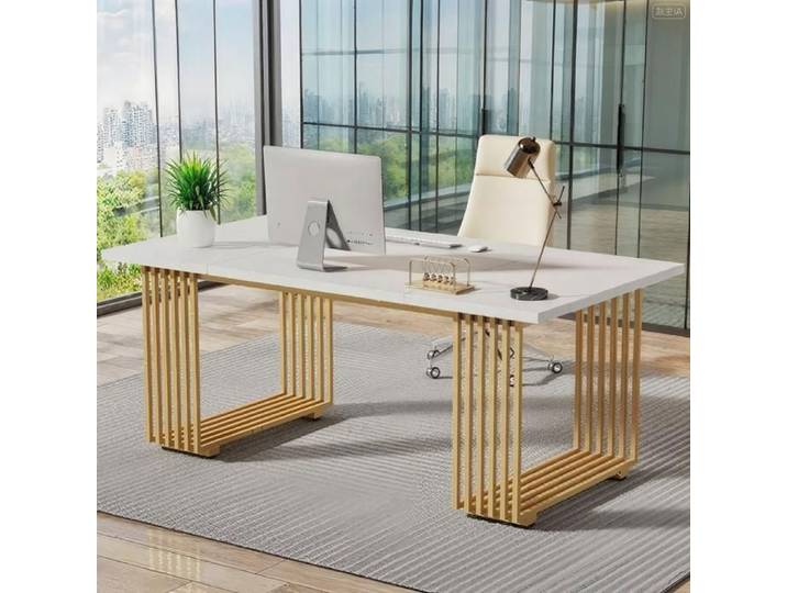 Bureau Table d'ordinateur 180 x 80 x 78 cm Table de Bureau Moderne PC Table de Travail Table de Salle à Manger Blanc