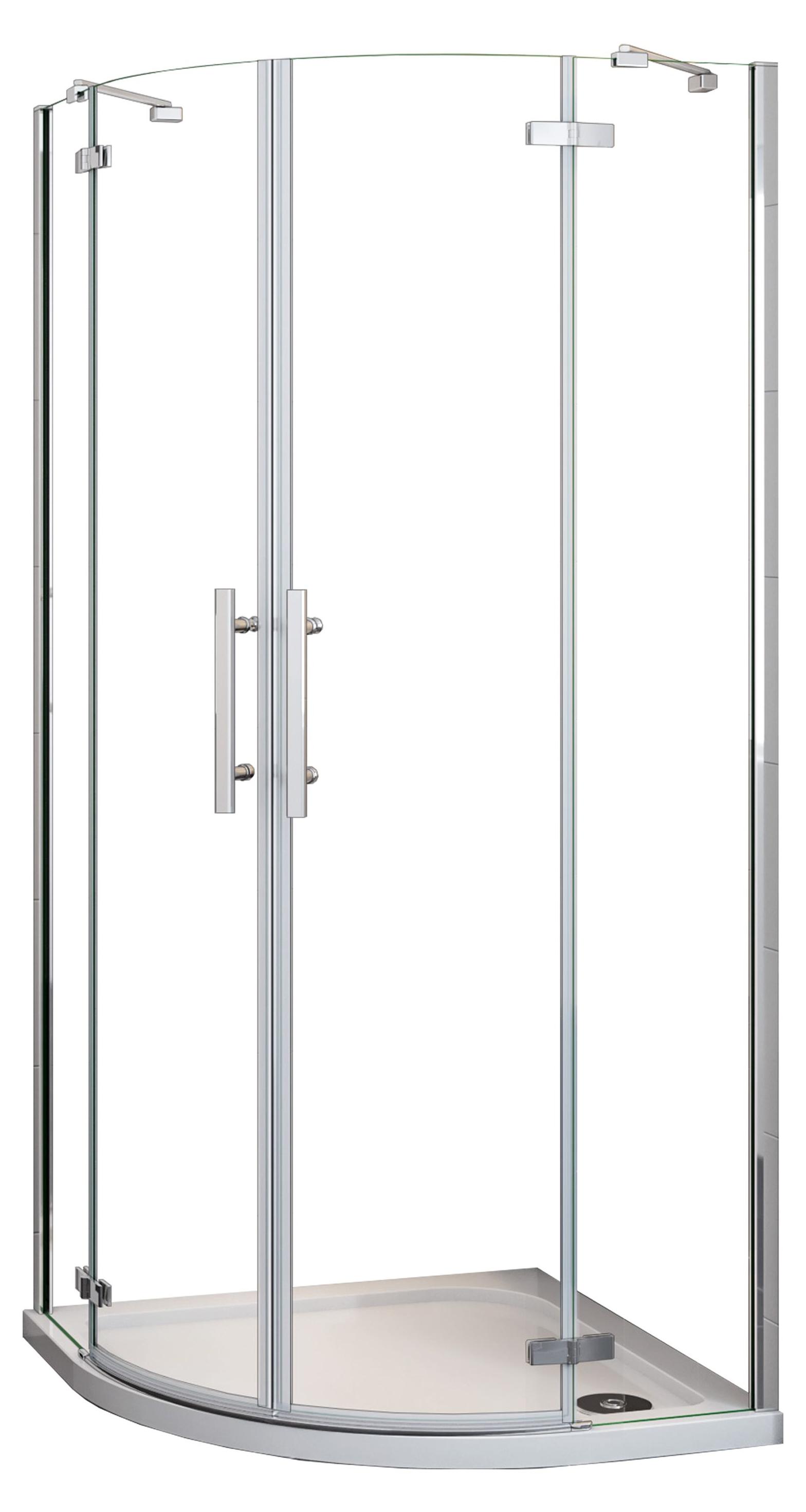 Duschspa 80x80x195cm Runddusche Duschkabine Viertelkreis Duschabtrennung 6mm NANO ESG Sicherheitsglas Mit Duschtasse Set