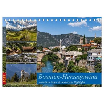 Bosnien-Herzegowina, unberührte Natur und touristische Highlights (Tischkalender 2027 DIN A5 quer), CALVENDO Monatskalender