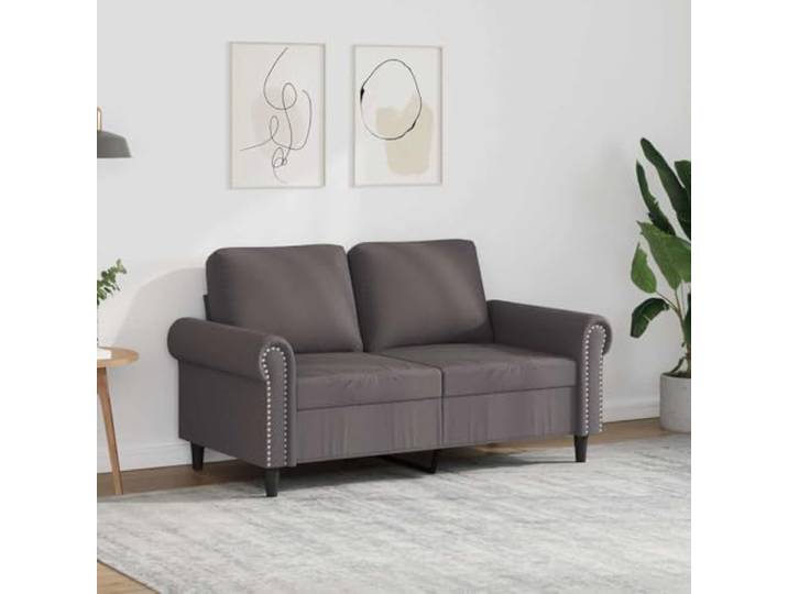 HEFZGDB Graues 2-Sitzer-Sofa 120 cm Kunstleder Langlebig Modern Metallgestell Bequem Sitzmöbel Schmutzabweisend Luxuriöses Design Wohnzimmer Polster