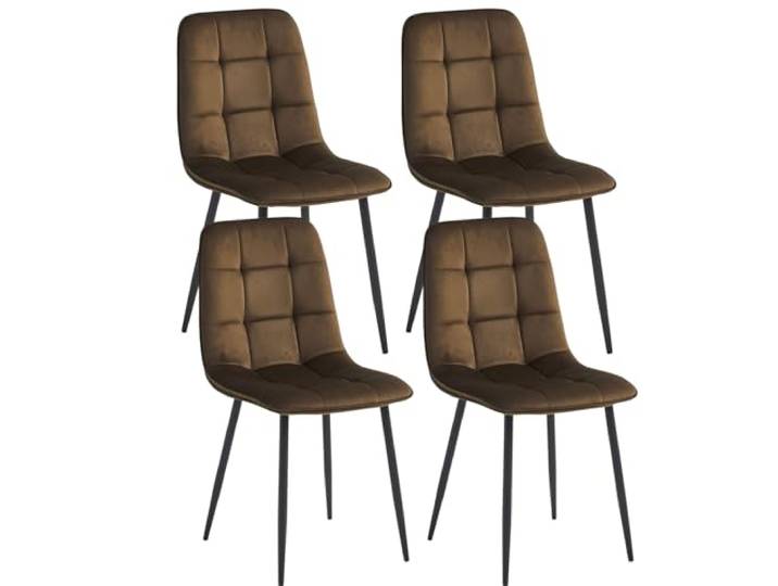 Colenis Esszimmerstühle 4er Set, Samt, Braun, ohne Armlehnen, Ela Polsterstuhl, Küchenstühle, Metallbeine, bis 120 kg belastbar, Schminktischstuhl, Wohnzimmer, Homeoffice