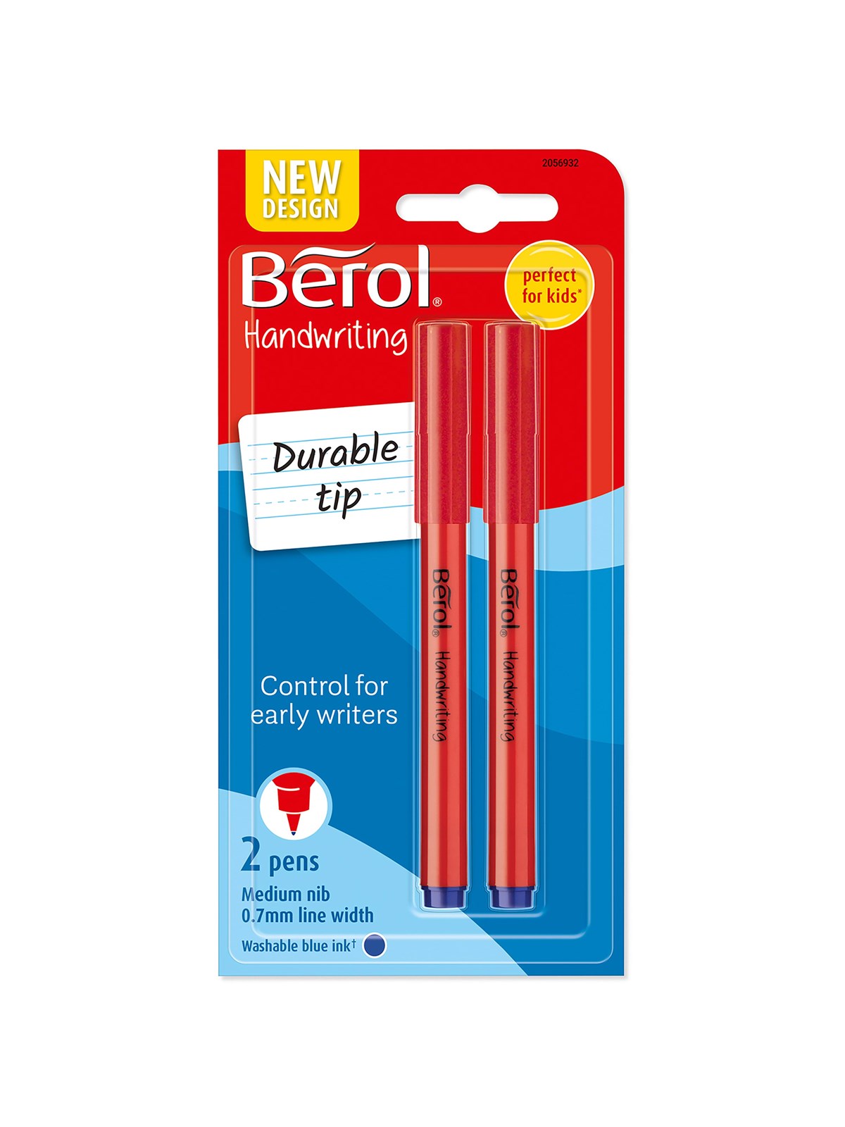 Berol Schreibstifte, 0,7mm, runde Form, bunte Schaftfarben, 2er Pack, Blau
