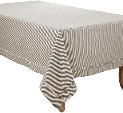Saro Lifestyle Stripe Hemstitch Design Tablecloth