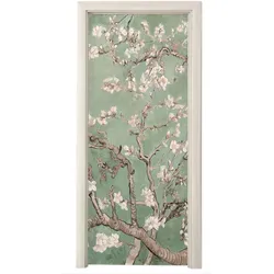 TÜRAUFKLEBER Selbstklebend - Mandelblüte - Kunst - Van Gogh - Grün 95x215 cm - Türtapete