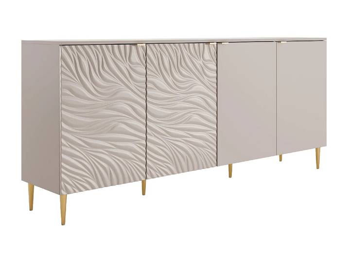 Buffet avec 4 portes - Beige et doré - RINAREL
