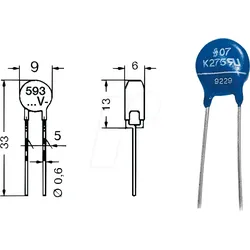 VDR-0,6 30 - Varistor, RM 7,5mm, 0,6W, 30VAC