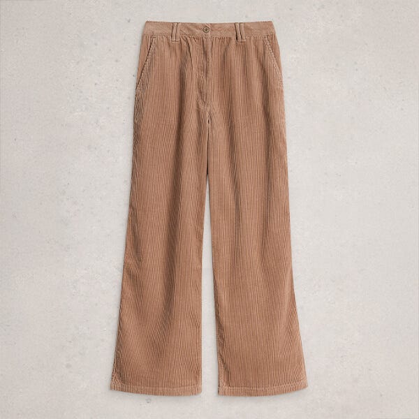 White Stuff Belle Cord Wide Leg Trousers Light Natural
