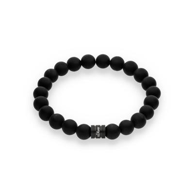 Armband S.OLIVER, schwarz (schwarz, schwarz), Armbänder, Herren, 22cm, Edelstahl, Armband, mit Achat, Sodalith, Tigerauge, Spektrolith oder Kambaba Jaspis