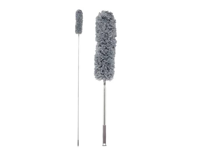 Relaxdays Plumeau\, Manche télescopique Jusqu’à 2\,5 m\, Lavable\, Souple\, Microfibre\, ramasse-poussière\, Gris