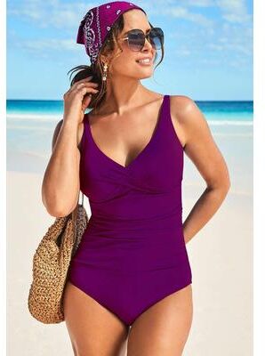 Plus Size Women's V-Neck One Piece Swimsuit by Swimsuits For All in Spice (Size 12)
