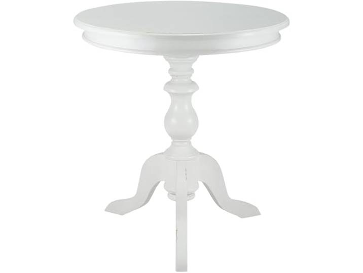 CLP Beistelltisch Wiva, runder Holztisch 70cm Durchmesser für Wohnzimmer und Esszimmer, Mindiholz mit Tischplatte, Farbe: antik weiß