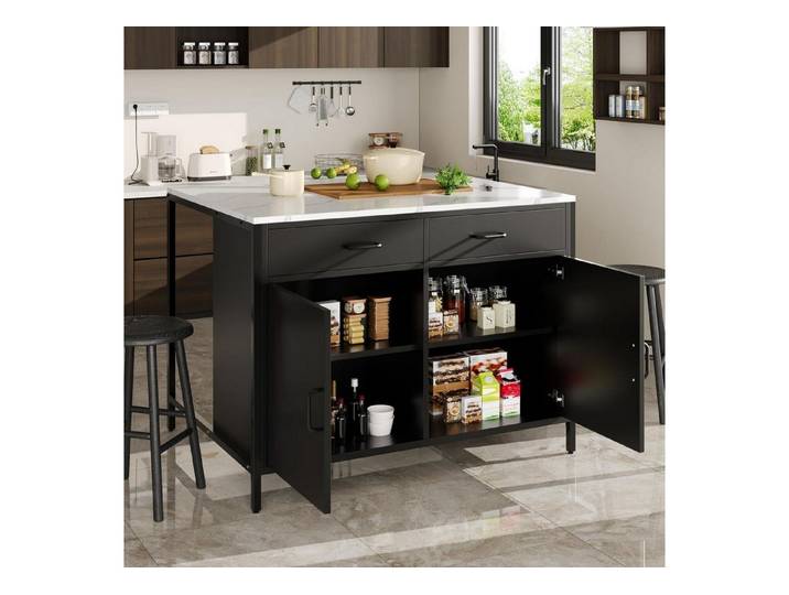 LuxusKollektion Stehtisch Stehtisch mit Schubladen Schwarz (1-St)