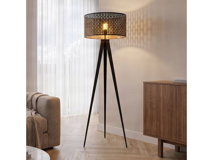 Thoralf Stehleuchte Black - Lindby - Wohnzimmer - Metall - Dreibein