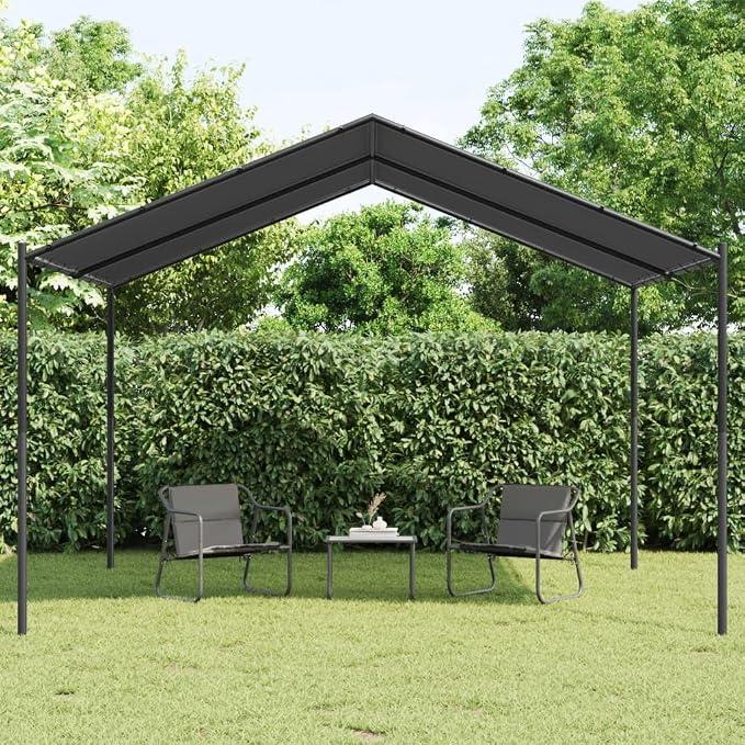Gartenpavillon Anthrazit 4x4 m aus Stahl und Polyester mit wasserdichtem Dach, wetterfestem Gestell, ideal als Sonnenschutz für Garten, Terrasse, Outdoor Camping und Partyzelt