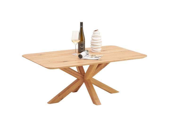 Linea Natura Couchtisch, Eichefarben, Holz, Eiche, massiv, rechteckig, Sternfuss, 70x45x115 cm, Wohnzimmer, Wohnzimmertische, Couchtische, Couchtische eckig