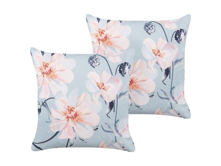 GARTENKISSEN 2er-Set Blumenmuster blau 45/45 cm Apricale