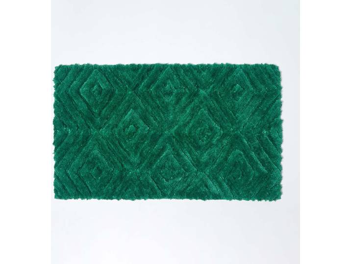 Homescapes Ikat antislip dieppolige badmat 100% katoen\, groen