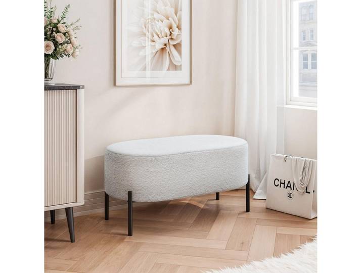 Compleo Sitzbank gepolstert, BELLO mit Bouclé-Stoff und Stauraum