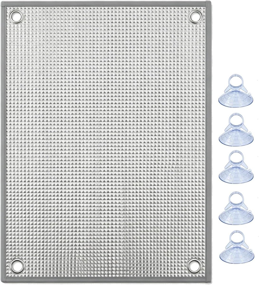 Raamfolie Aluminiumfolie Hitteblokker voor Temperatuurregeling Binnen met Zuignap Installatie, 60 x 90 cm, Grijs