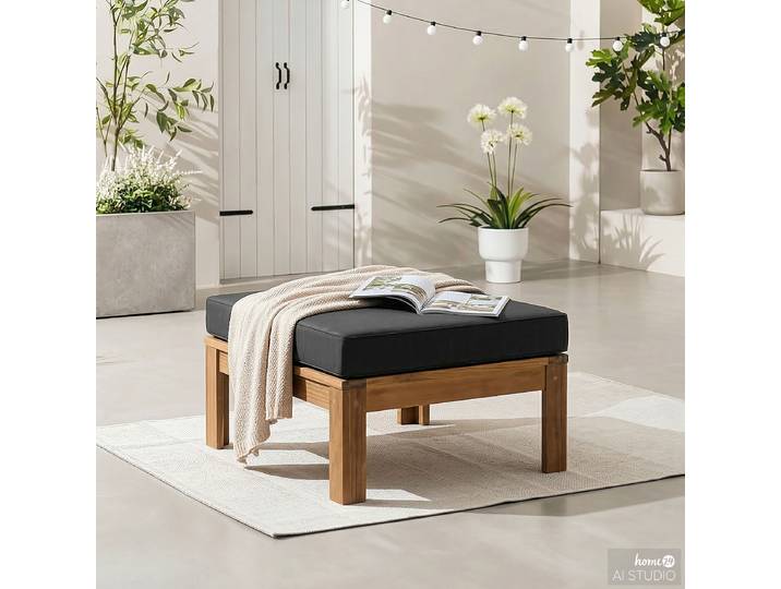 Loungehocker Webstoff Braun/Grau/Anthrazit 60 x 38 x 60cm