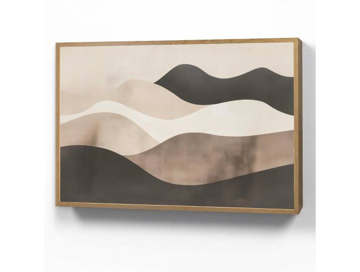 OnlyWow Wandleuchte MIT Akku Abstrakt - Landschaft - Wellen - Cremefarben 100x70 cm, Graubraun, Rechteckig, LED integrated, 100x70x8 cm, Lampen & Leuchten, Innenbeleuchtung, Wandleuchten